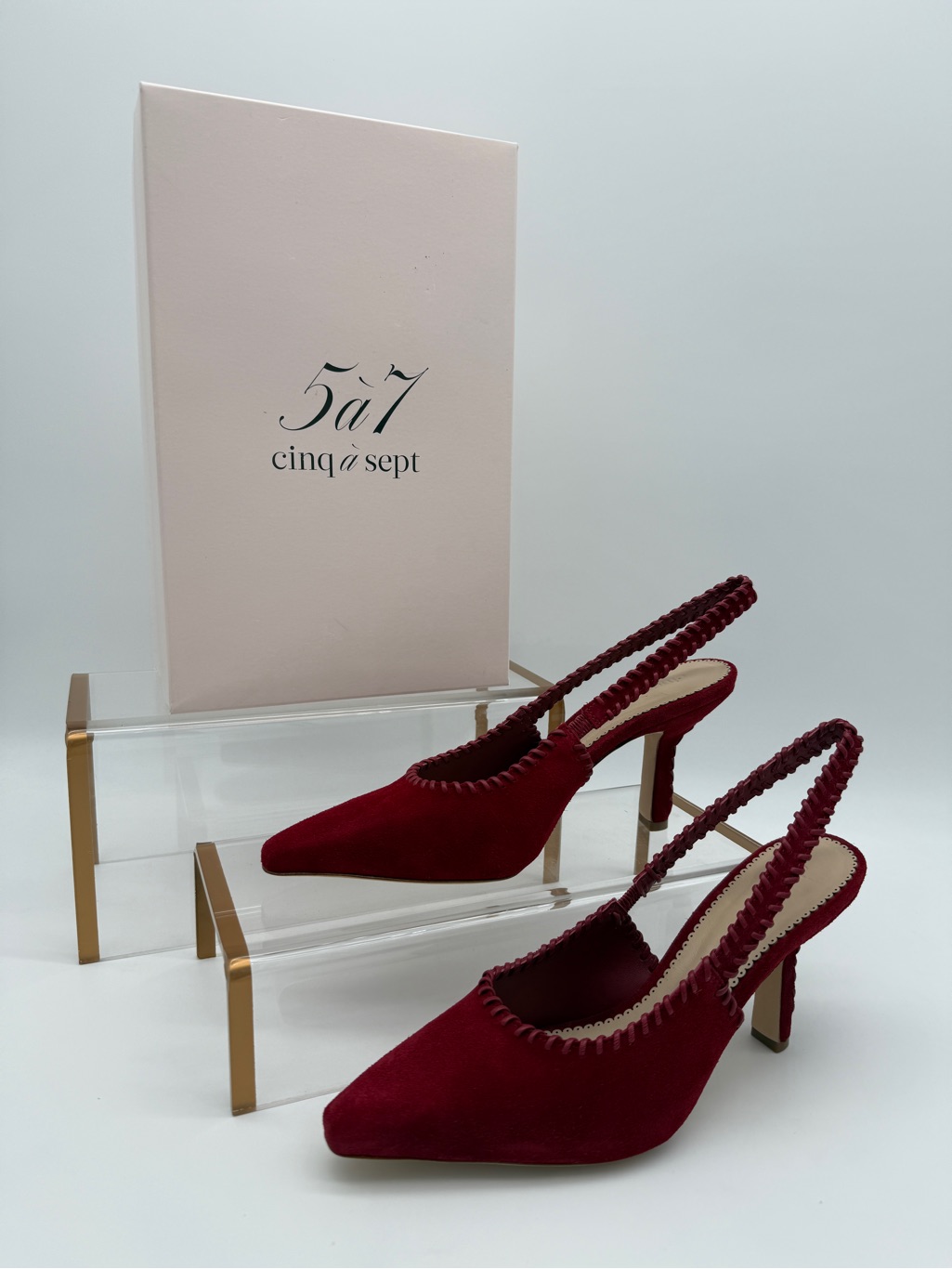 Cinq Sept Suki Whipstitch Slingback Pump Bordeaux Red
